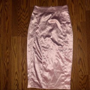 Satin skirt with thigh high split